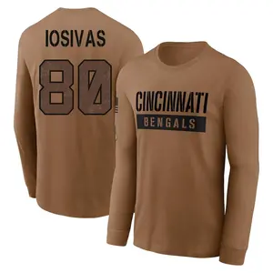 Men's Andrei Iosivas Cincinnati Bengals Brown 2023 Salute To Service Long Sleeve T-Shirt