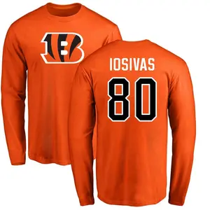 Men's Andrei Iosivas Cincinnati Bengals Name & Number Logo Long Sleeve T-Shirt - Orange