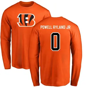 Men's Antwaun Powell-Ryland Jr. Cincinnati Bengals Name & Number Logo Long Sleeve T-Shirt - Orange