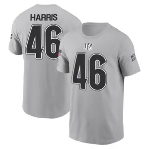 Men's Clark Harris Cincinnati Bengals Gray 2024 Salute to Service Name & Number T-Shirt