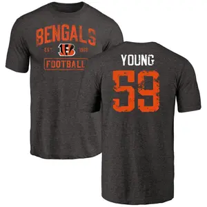 Men's Craig Young Cincinnati Bengals Black Distressed Name & Number Tri-Blend T-Shirt