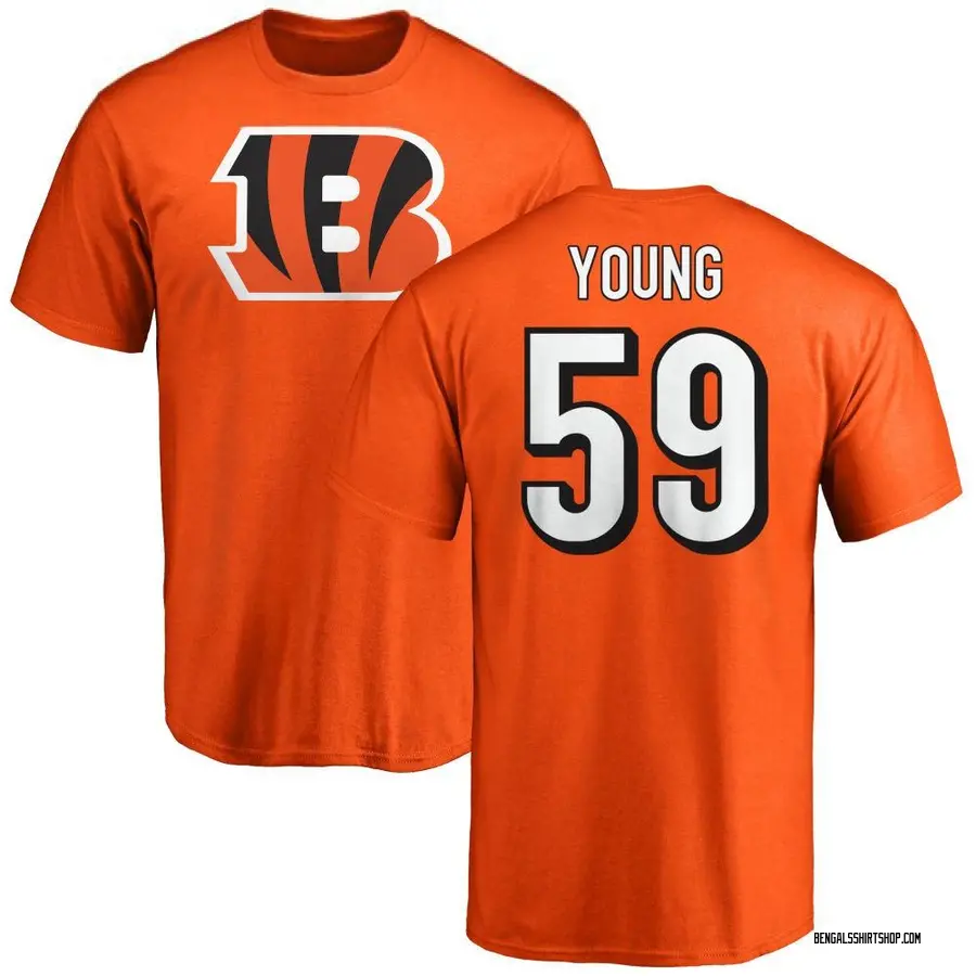 Men's Craig Young Cincinnati Bengals Name & Number Logo T-Shirt - Orange
