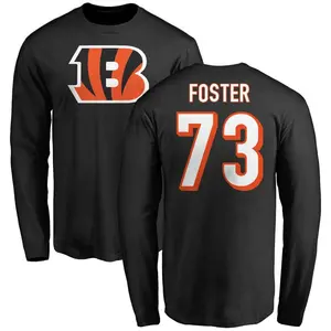 Men's Javon Foster Cincinnati Bengals Name & Number Logo Long Sleeve T-Shirt - Black