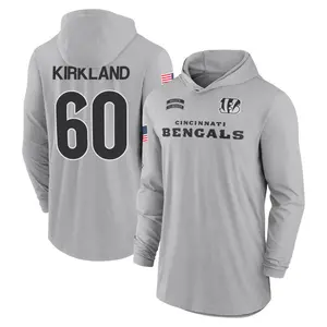 Men's Jaxson Kirkland Cincinnati Bengals Gray 2024 Salute to Service Lightweight Performance Long Sleeve Hooded T-Shirt