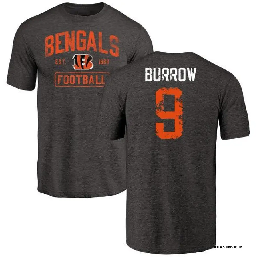 Men's Joe Burrow Cincinnati Bengals Black Distressed Name & Number Tri-Blend T-Shirt
