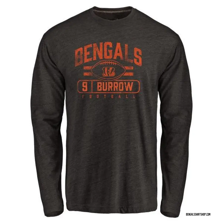 Men's Joe Burrow Cincinnati Bengals Flanker Tri-Blend Long Sleeve T-Shirt - Black