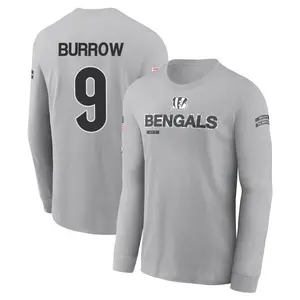 Men's Joe Burrow Cincinnati Bengals Gray 2024 Salute to Service Long Sleeve T-Shirt