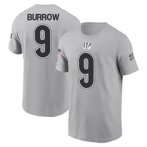 Men's Joe Burrow Cincinnati Bengals Gray 2024 Salute to Service Name & Number T-Shirt