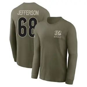 Men's Jordan Jefferson Cincinnati Bengals Olive 2025 Salute to Service Sideline Long Sleeve T-Shirt