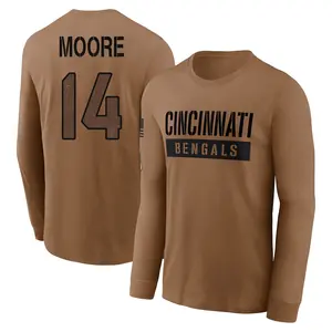 Men's Jordan Moore Cincinnati Bengals Brown 2023 Salute To Service Long Sleeve T-Shirt
