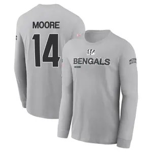 Men's Jordan Moore Cincinnati Bengals Gray 2024 Salute to Service Long Sleeve T-Shirt