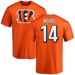 Men's Jordan Moore Cincinnati Bengals Name & Number Logo T-Shirt - Orange