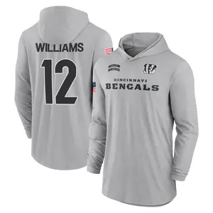 Men's Ke'Shawn Williams Cincinnati Bengals Gray 2024 Salute to Service Lightweight Performance Long Sleeve Hooded T-Shirt