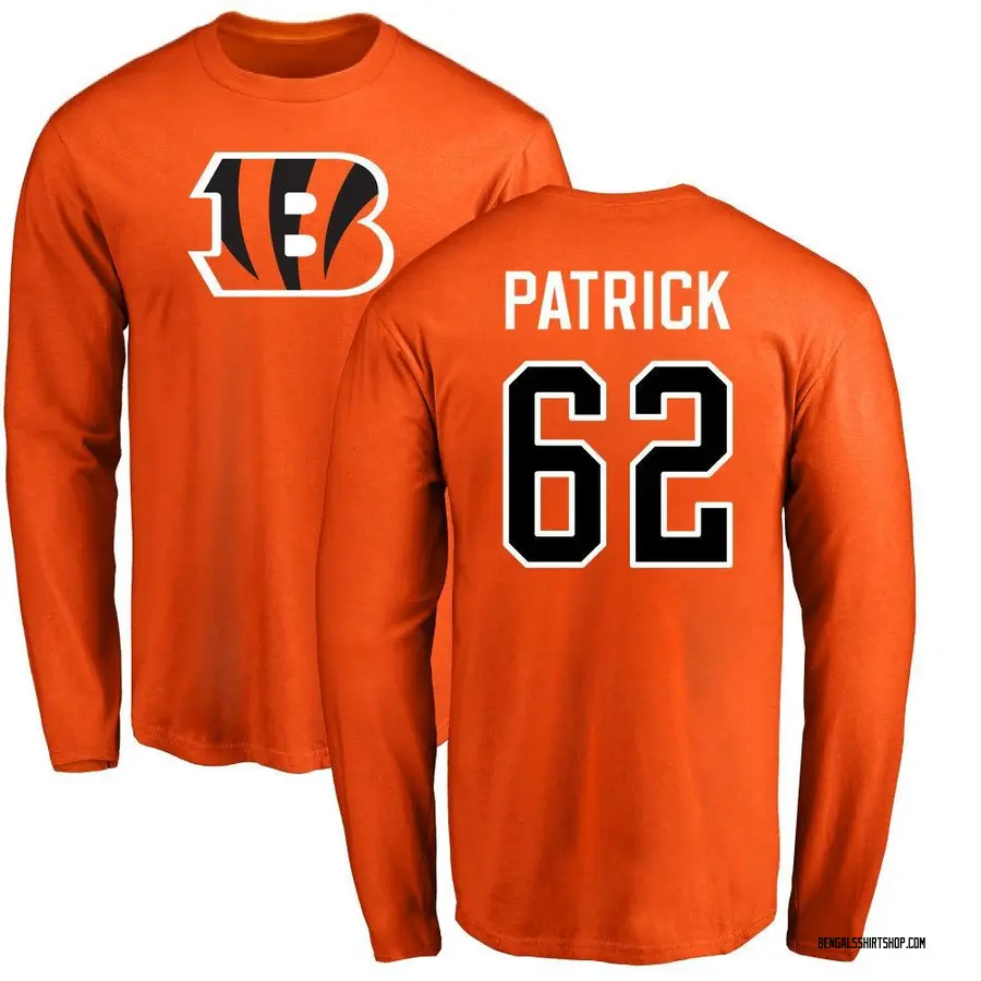 Men's Lucas Patrick Cincinnati Bengals Name & Number Logo Long Sleeve T-Shirt - Orange