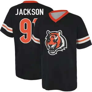 Men's McKinnley Jackson Cincinnati Bengals Black Name & Number Game Day V-Neck T-Shirt