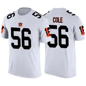 Men's Myles Cole Cincinnati Bengals White Color Rush Legend T-Shirt