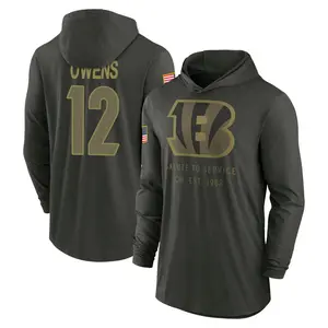 Men's Rashod Owens Cincinnati Bengals Forest/Green 2025 Salute to Service Sideline Lightweight Hooded Pullover Long Sleeve T-Shi