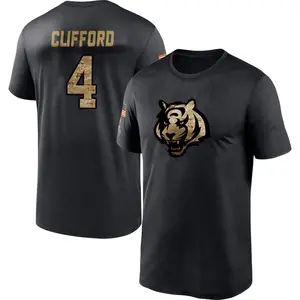 Men's Sean Clifford Cincinnati Bengals Black 2020 Salute To Service Performance T-Shirt