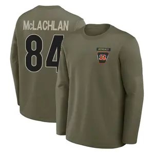 Men's Tanner McLachlan Cincinnati Bengals Olive 2025 Salute to Service Sideline Coaches Long Sleeve T-Shirt