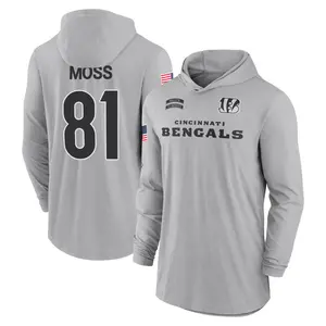 Men's Thaddeus Moss Cincinnati Bengals Gray 2024 Salute to Service Lightweight Performance Long Sleeve Hooded T-Shirt