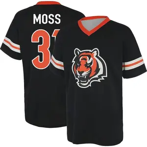 Men's Zack Moss Cincinnati Bengals Black Name & Number Game Day V-Neck T-Shirt