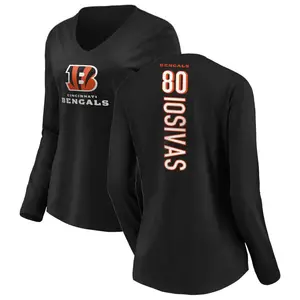 Women's Andrei Iosivas Cincinnati Bengals Backer Slim Fit Long Sleeve T-Shirt - Black