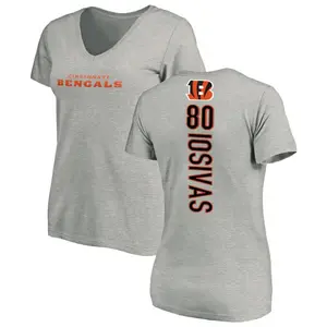 Women's Andrei Iosivas Cincinnati Bengals Backer V-Neck T-Shirt - Ash