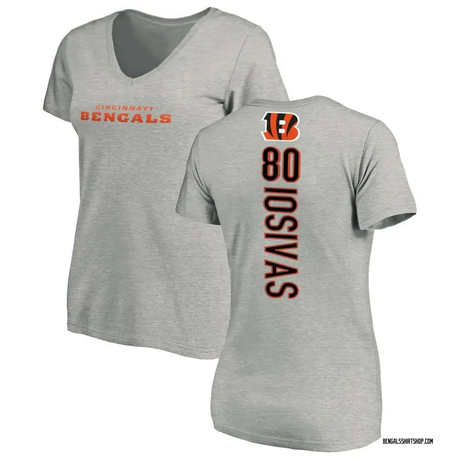Women's Andrei Iosivas Cincinnati Bengals Backer V-Neck T-Shirt - Ash
