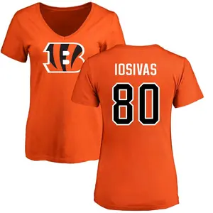 Women's Andrei Iosivas Cincinnati Bengals Name & Number Logo Slim Fit T-Shirt - Orange