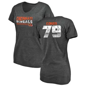 Women's Andrew Coker Cincinnati Bengals Retro Tri-Blend V-Neck T-Shirt - Black
