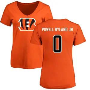 Women's Antwaun Powell-Ryland Jr. Cincinnati Bengals Name & Number Logo Slim Fit T-Shirt - Orange