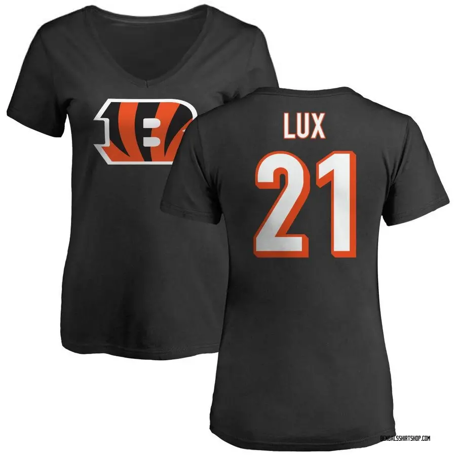 Women's Bralyn Lux Cincinnati Bengals Name & Number Logo Slim Fit T-Shirt - Black