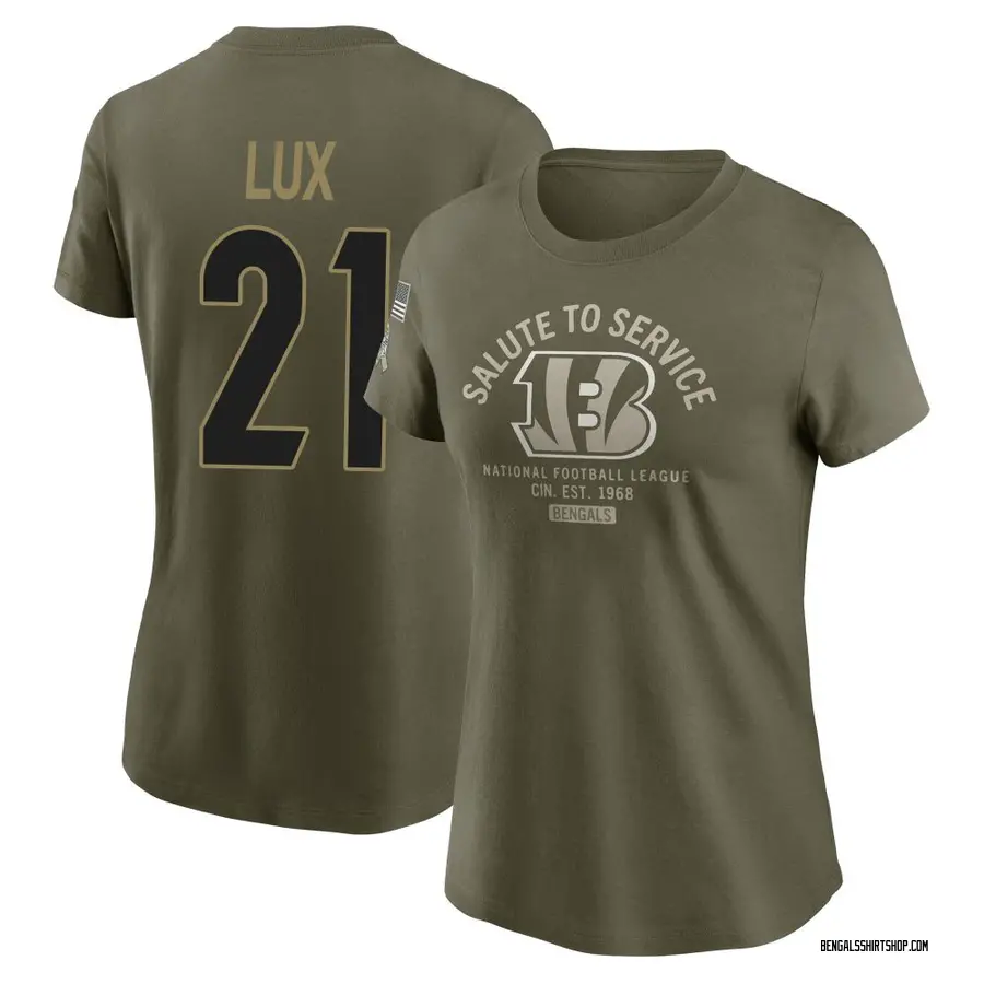 Women's Bralyn Lux Cincinnati Bengals Olive 2025 Salute to Service Sideline T-Shirt