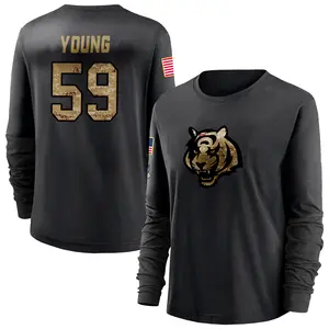 Women's Craig Young Cincinnati Bengals Black 2020 Salute To Service Sideline Performance Long Sleeve T-Shirt