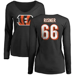 Women's Dalton Risner Cincinnati Bengals Name & Number Logo Slim Fit Long Sleeve T-Shirt - Black