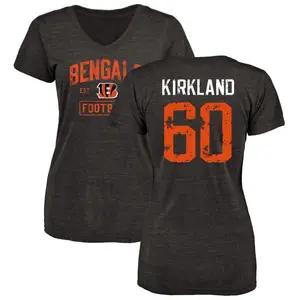 Women's Jaxson Kirkland Cincinnati Bengals Black Distressed Name & Number V-Neck T-Shirt