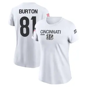 Women's Jermaine Burton Cincinnati Bengals White 2024 Salute to Service Legend Performance T-Shirt