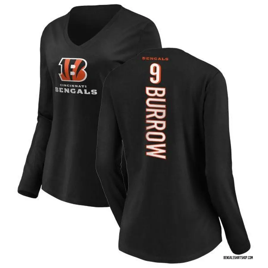 Women's Joe Burrow Cincinnati Bengals Backer Slim Fit Long Sleeve T-Shirt - Black