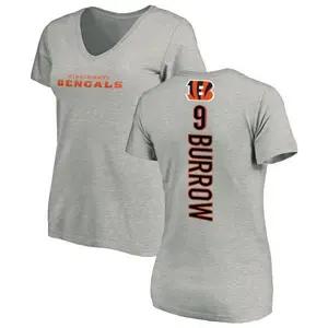 Women's Joe Burrow Cincinnati Bengals Backer V-Neck T-Shirt - Ash