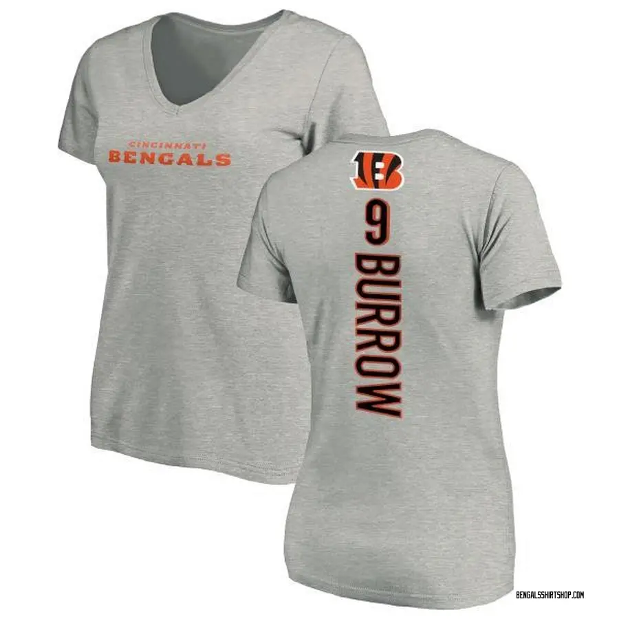 Women's Joe Burrow Cincinnati Bengals Backer V-Neck T-Shirt - Ash