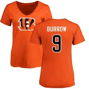 Women's Joe Burrow Cincinnati Bengals Name & Number Logo Slim Fit T-Shirt - Orange