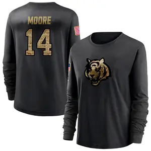 Women's Jordan Moore Cincinnati Bengals Black 2020 Salute To Service Sideline Performance Long Sleeve T-Shirt