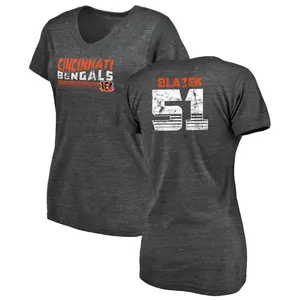 Women's Justin Blazek Cincinnati Bengals Retro Tri-Blend V-Neck T-Shirt - Black