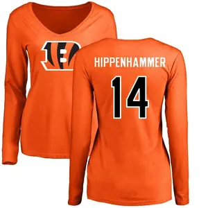 Women's Mac Hippenhammer Cincinnati Bengals Name & Number Logo Slim Fit Long Sleeve T-Shirt - Orange