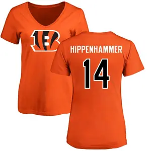 Women's Mac Hippenhammer Cincinnati Bengals Name & Number Logo Slim Fit T-Shirt - Orange