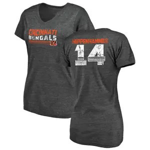 Women's Mac Hippenhammer Cincinnati Bengals Retro Tri-Blend V-Neck T-Shirt - Black