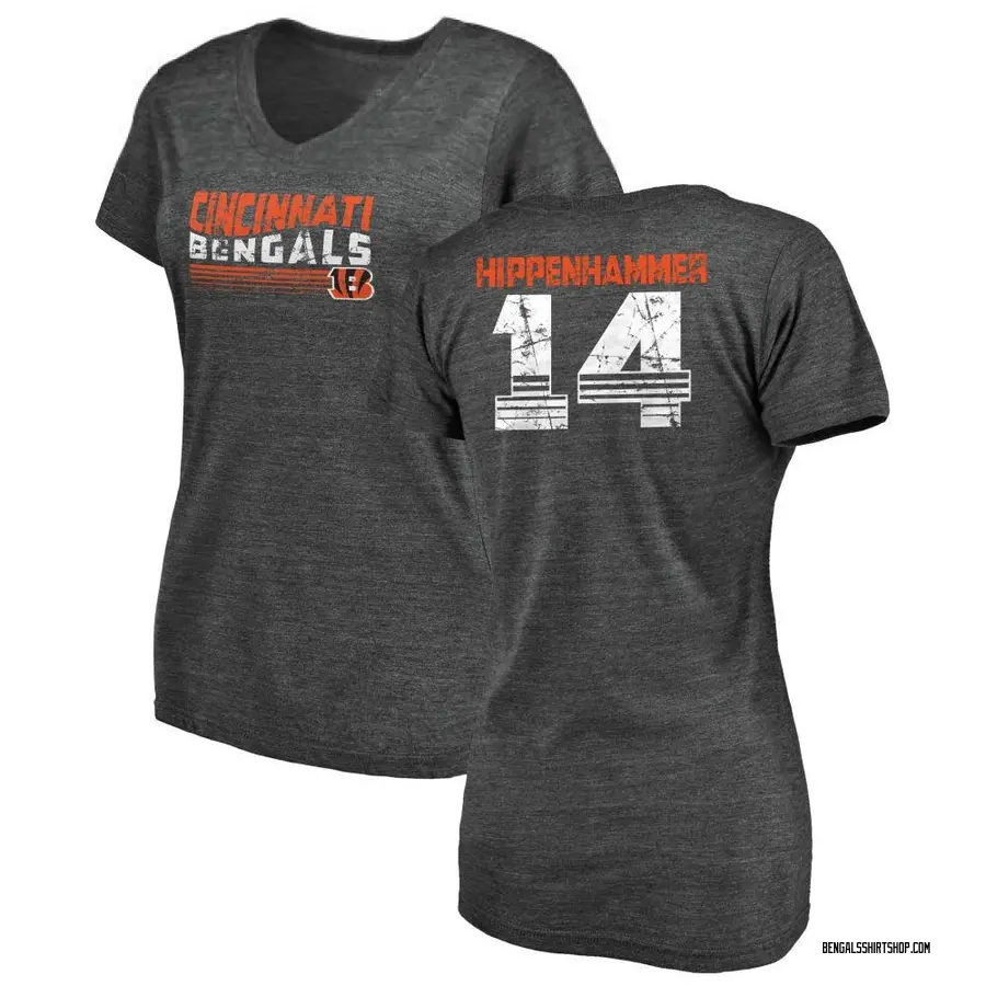 Women's Mac Hippenhammer Cincinnati Bengals Retro Tri-Blend V-Neck T-Shirt - Black