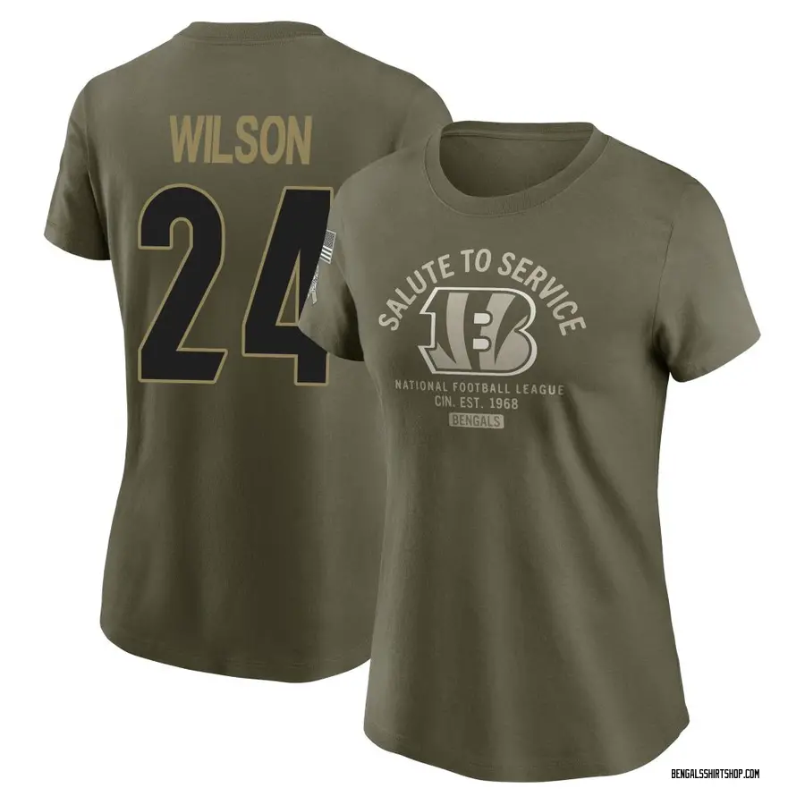 Women's Marco Wilson Cincinnati Bengals Olive 2025 Salute to Service Sideline T-Shirt