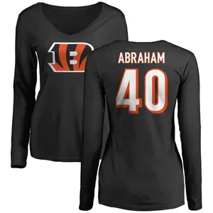 Women's Micah Abraham Cincinnati Bengals Name & Number Logo Slim Fit Long Sleeve T-Shirt - Black