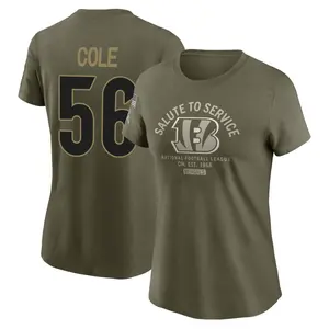 Women's Myles Cole Cincinnati Bengals Olive 2025 Salute to Service Sideline T-Shirt